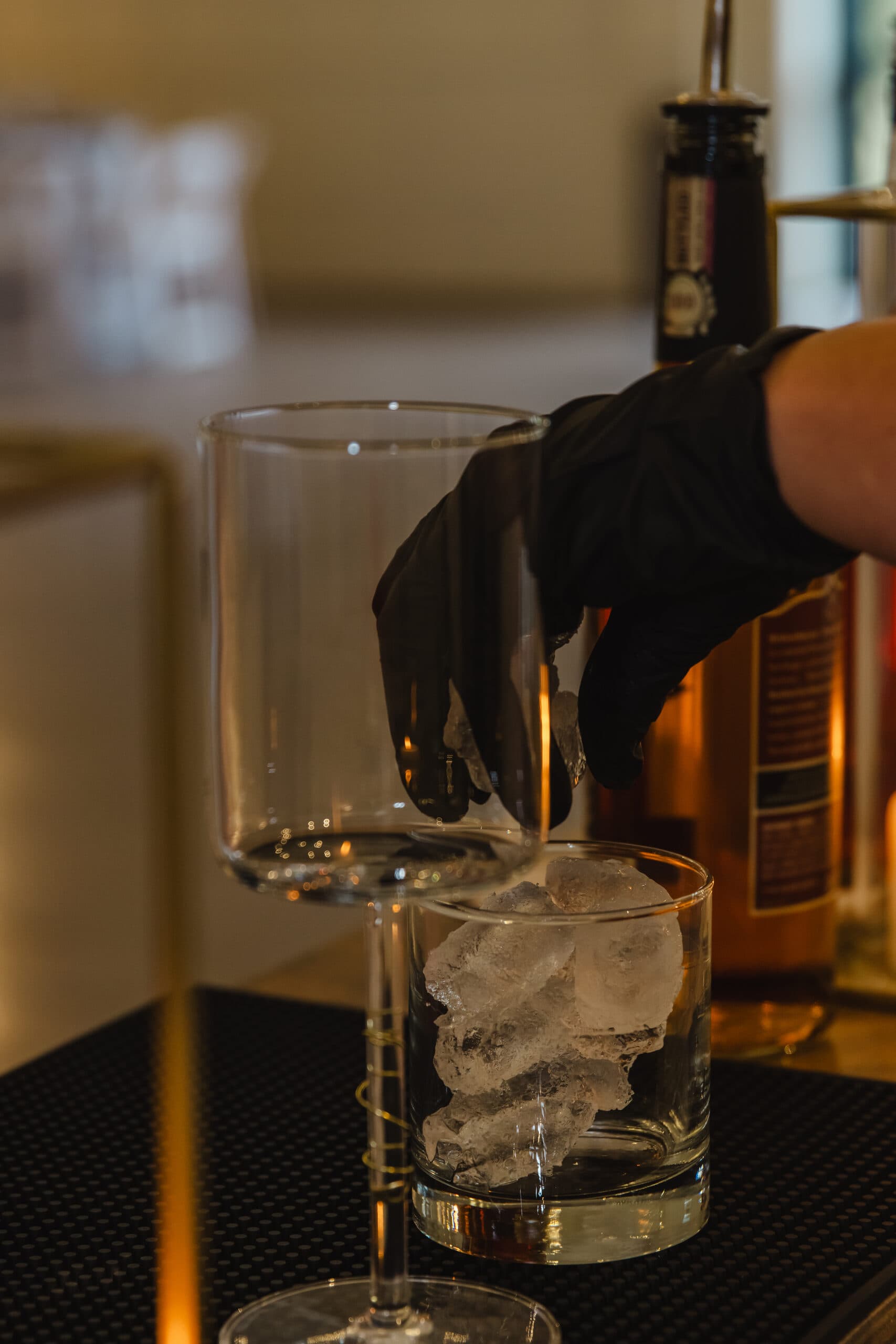 Building an old fashioned over clear ice